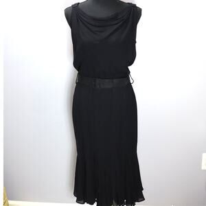 Graeme Black Black Sleeveless Silk Lined Midi Dress Size 12